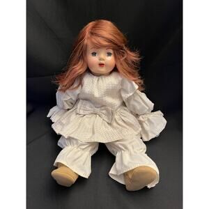Vintage 1930-40s Rare 24” Toddler Compo Doll Striking Red Hair and Green Eyes